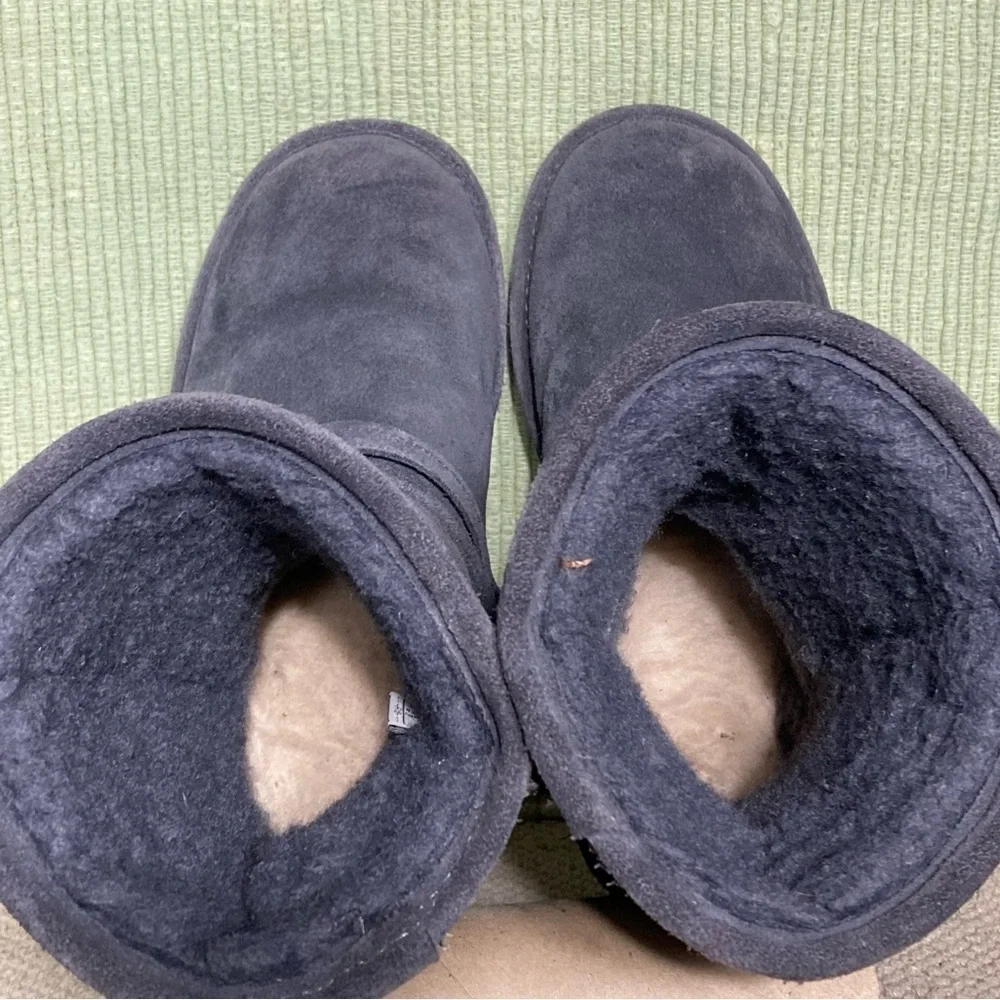 BEARPAW Womens Adele Grey Braided Harness Suede/Wool/Sheepskn Short Boots SZUS 7